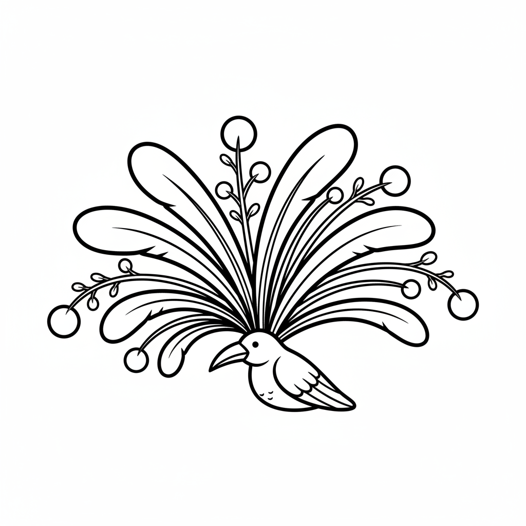 Bird of paradise exotic display feathers - Free Printable Coloring Page