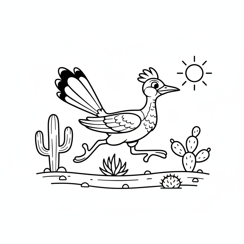 Roadrunner desert southwestern running - Free Printable Coloring Page