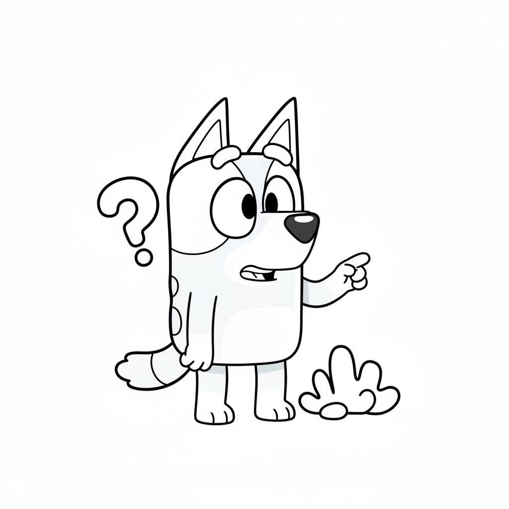 Bluey curious expression looking at something new - Free Printable Coloring Page Bluey curious expression looking at something new - Free Printable Coloring Page