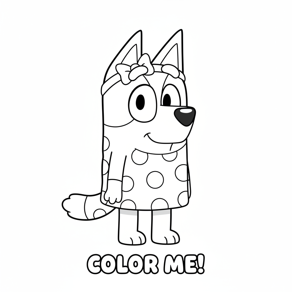 Bluey wearing her favorite outfit looking cute - Free Printable Coloring Page Bluey wearing her favorite outfit looking cute - Free Printable Coloring Page