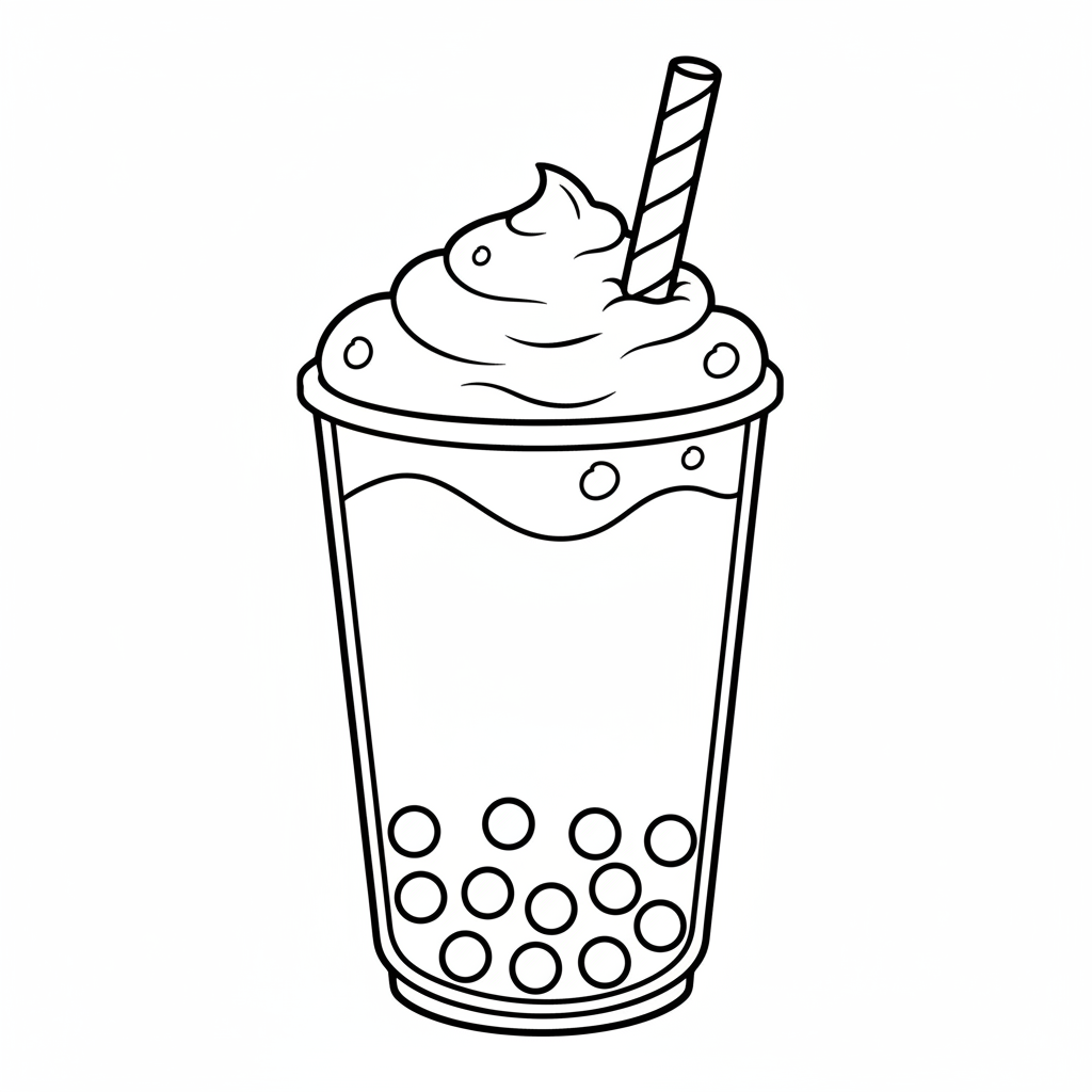 Tè boba con schiuma di formaggio, una guarnizione densa e cremosa, deliziosa. - Disegno da colorare gratuito Tè boba con schiuma di formaggio, una guarnizione densa e cremosa, deliziosa. - Disegno da colorare gratuito