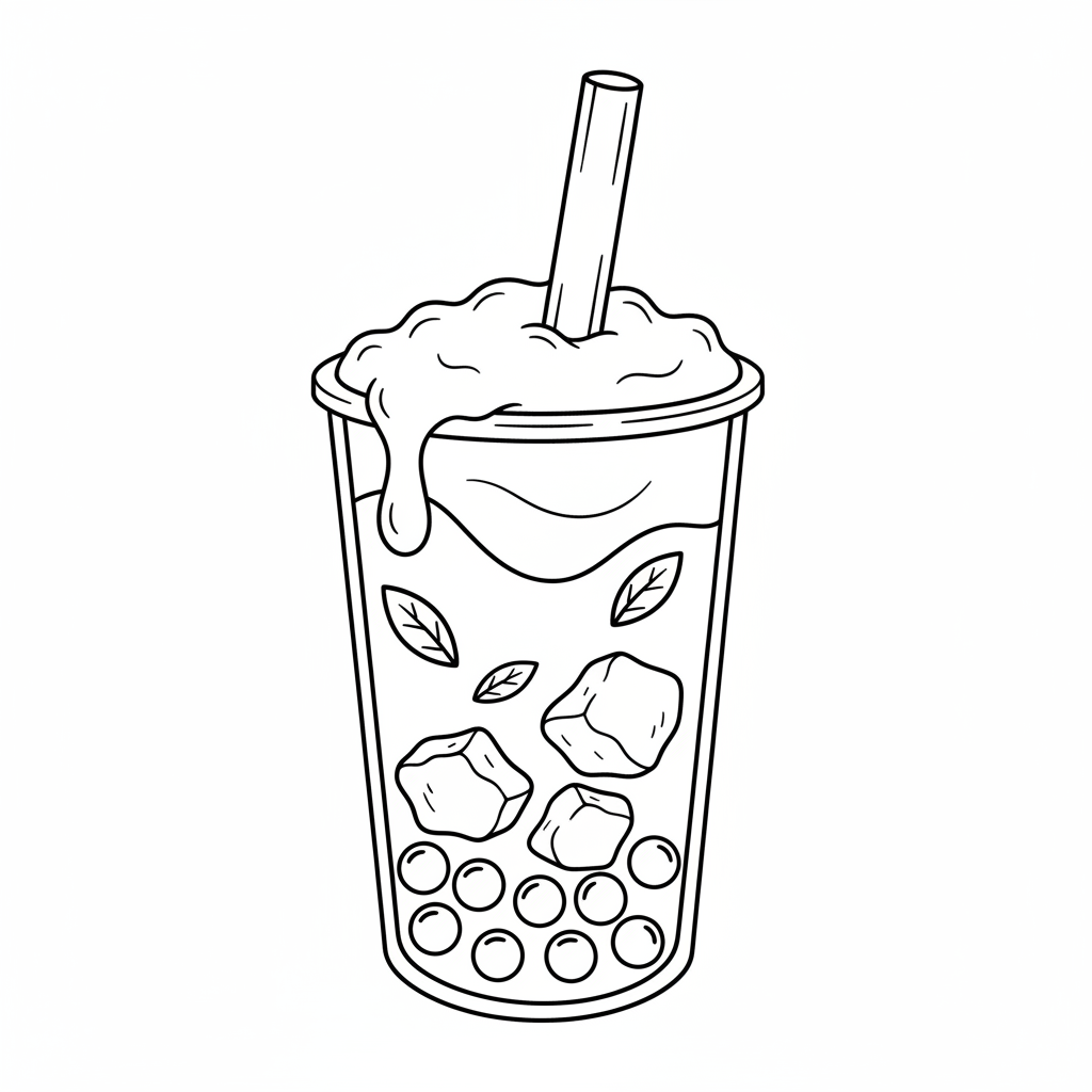 Ube purple yam boba tea with cream cheese foam - Free Printable Coloring Page Ube purple yam boba tea with cream cheese foam - Free Printable Coloring Page