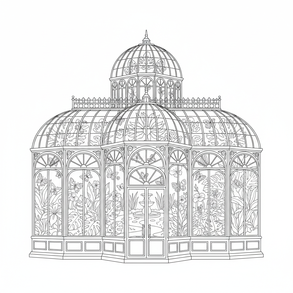 Butterfly House With Glass Walls Coloring Page - Free