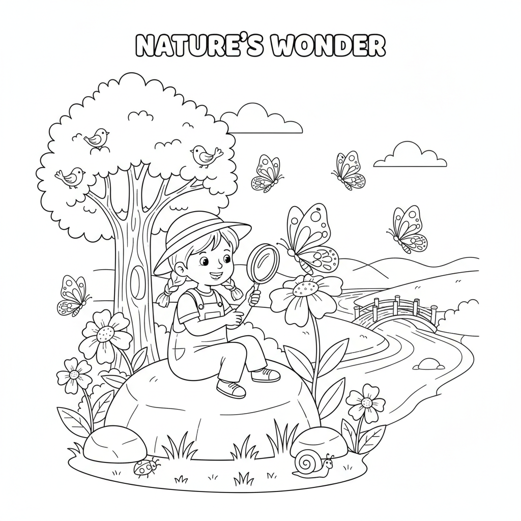 Osservare le farfalle, attività nella natura, attività rilassante - Disegno da colorare gratuito Osservare le farfalle, attività nella natura, attività rilassante - Disegno da colorare gratuito