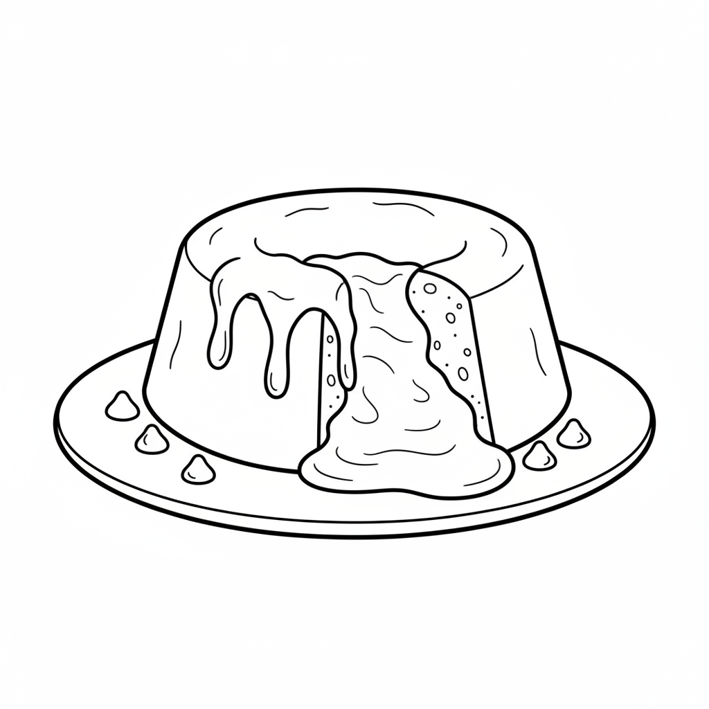 Lava cake chocolate flowing center - Free Printable Coloring Page Lava cake chocolate flowing center - Free Printable Coloring Page