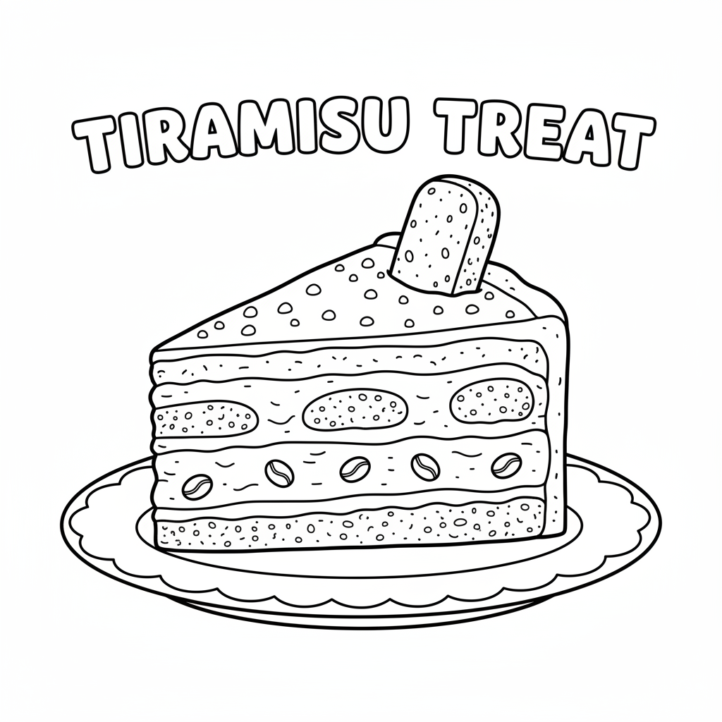 Tiramisu cake met laagjes koffiesmaak - Gratis afdrukbare kleurplaat Tiramisu cake met laagjes koffiesmaak - Gratis afdrukbare kleurplaat