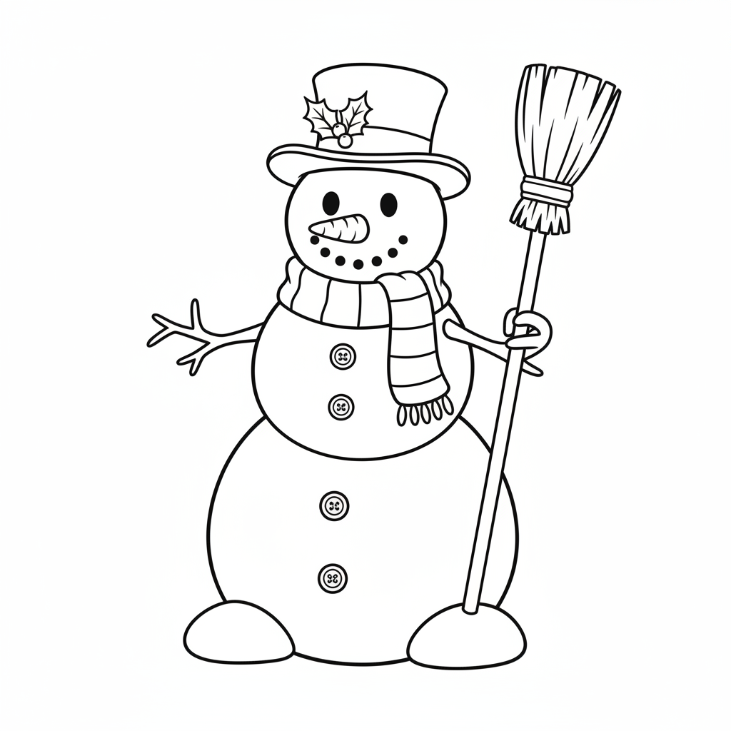 Sneeuwpop Met Sjaal En Hoed - Gratis afdrukbare kleurplaat Sneeuwpop Met Sjaal En Hoed - Gratis afdrukbare kleurplaat