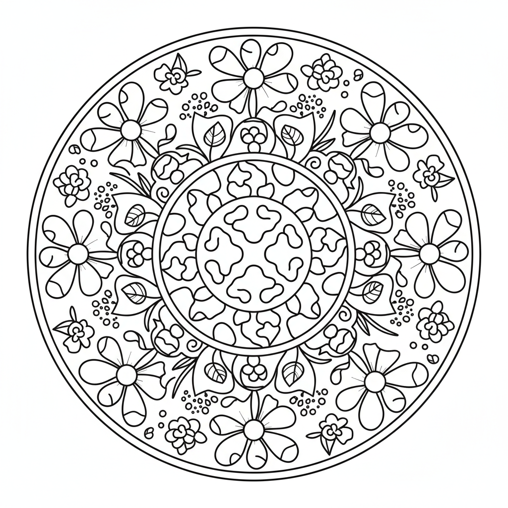Mandala pattern made cow spots flowers artistic - Free Printable Coloring Page
