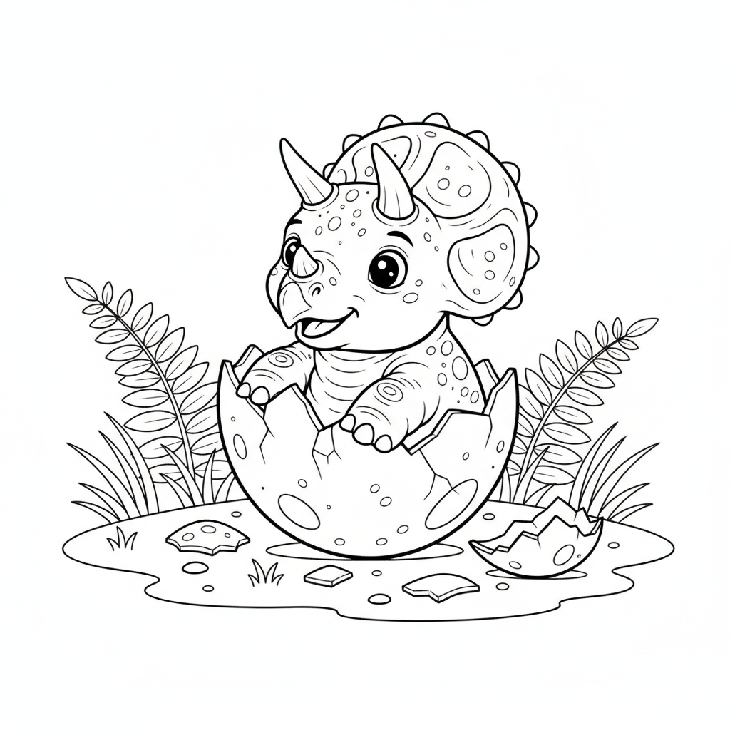 Baby Dinosaur Hatching From Egg Coloring Page - Free
