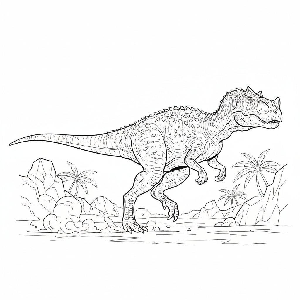Carnotaurus Running Fast - Free Printable Coloring Page Carnotaurus Running Fast - Free Printable Coloring Page