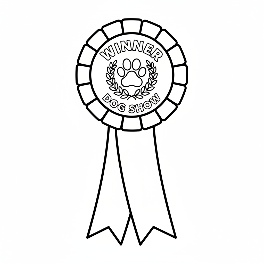 Dog show competition winning ribbon - Free Printable Coloring Page Dog show competition winning ribbon - Free Printable Coloring Page