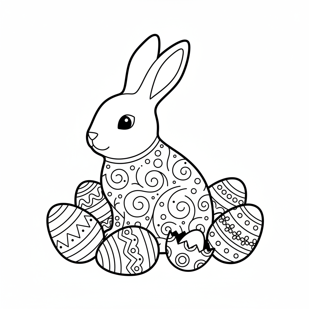 Chokladkanin och godisägg - Gratis utskrivbar målarbild Chokladkanin och godisägg - Gratis utskrivbar målarbild