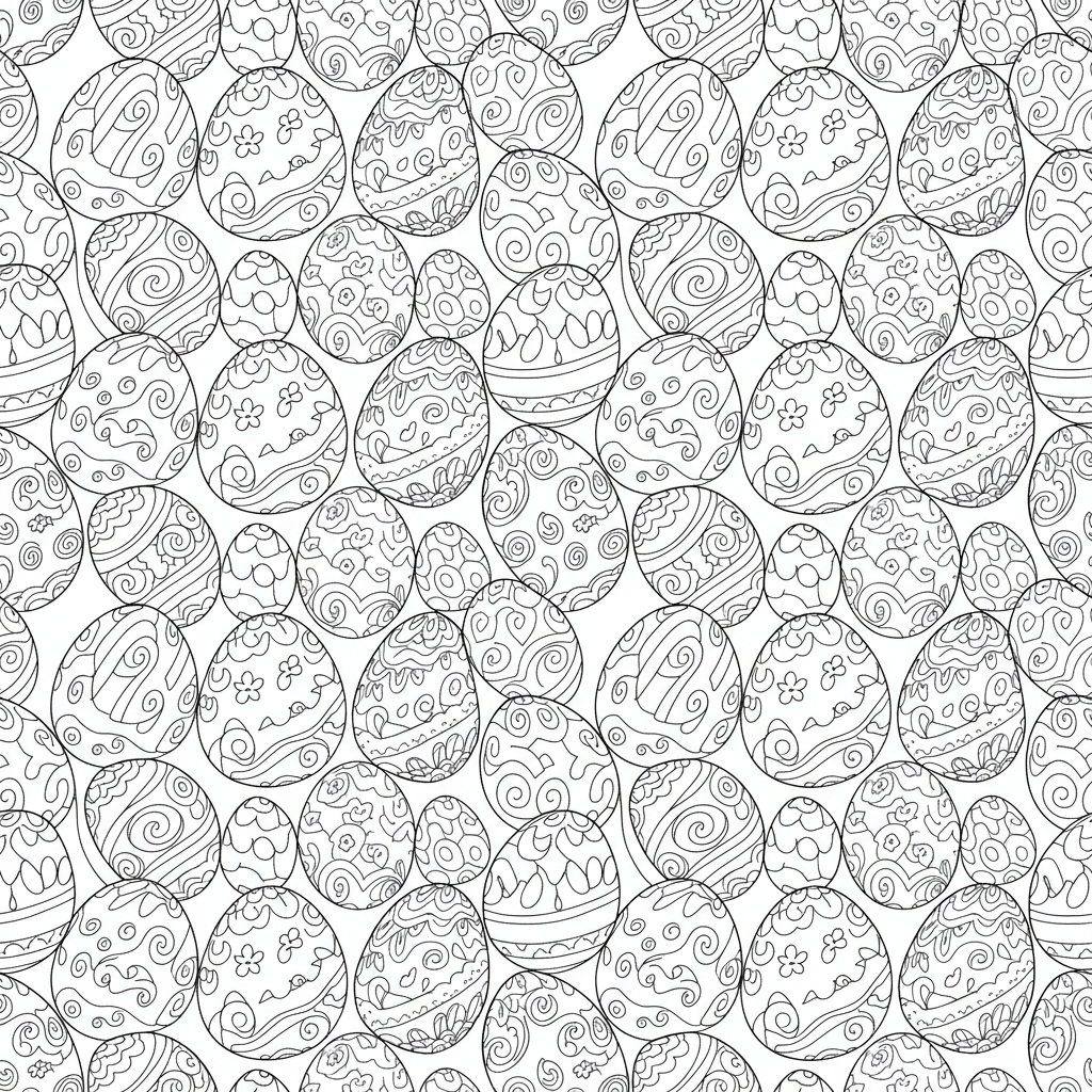 Motif d'œufs de Pâques décorés - Coloriage gratuit à imprimer