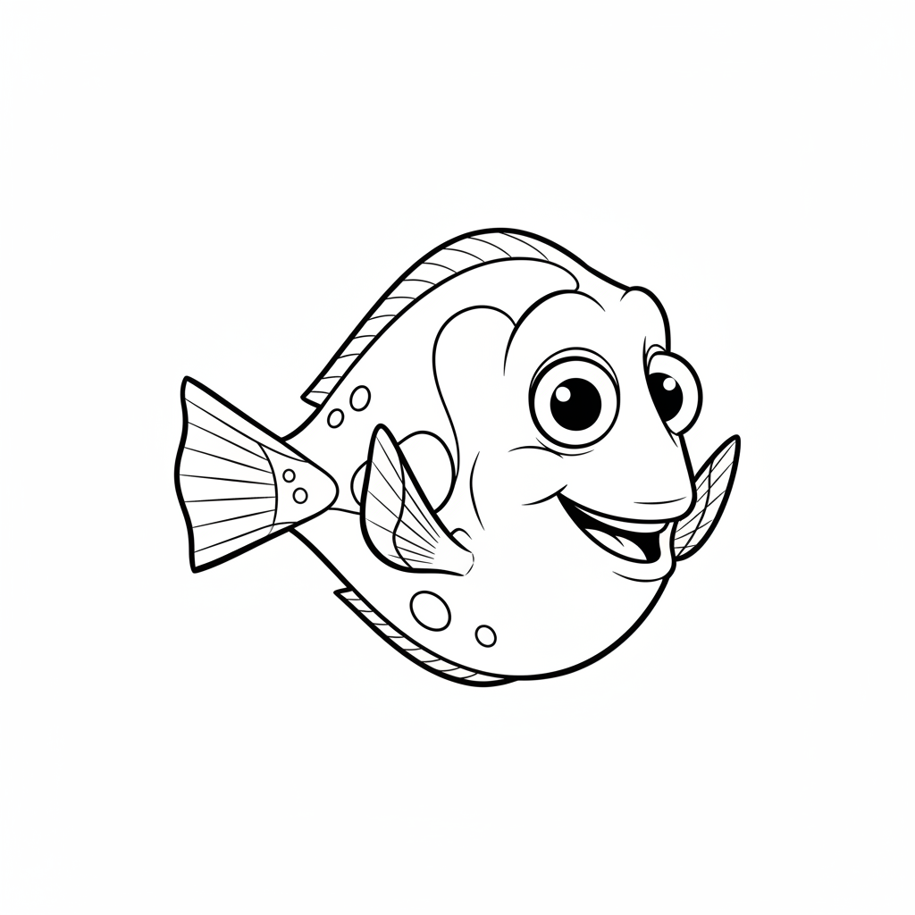 Surgeonfish blue tang Dory character - Free Printable Coloring Page Surgeonfish blue tang Dory character - Free Printable Coloring Page