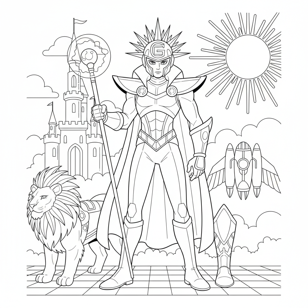 A golden suited stylish character with everything turned to gold - Free Printable Coloring Page A golden suited stylish character with everything turned to gold - Free Printable Coloring Page