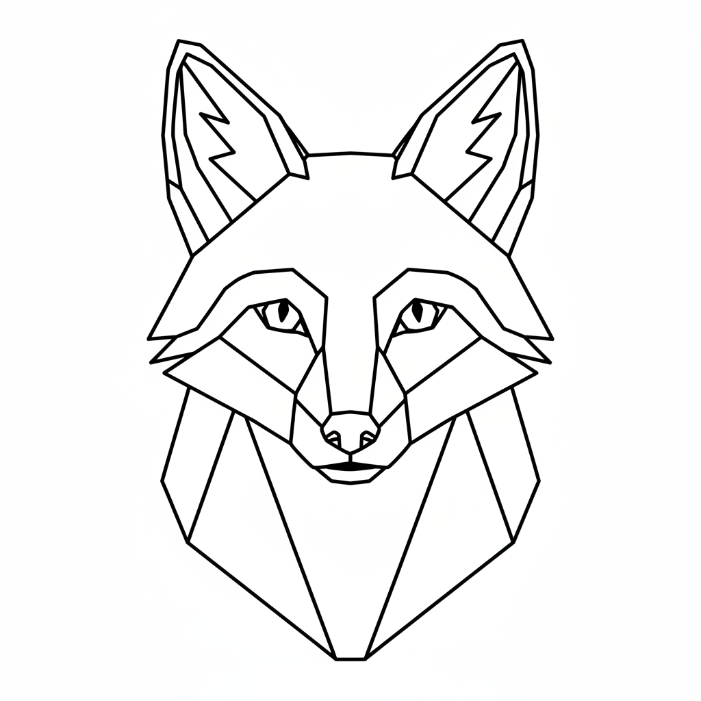 Geometric low poly style fox portrait design modern - Free Printable Coloring Page