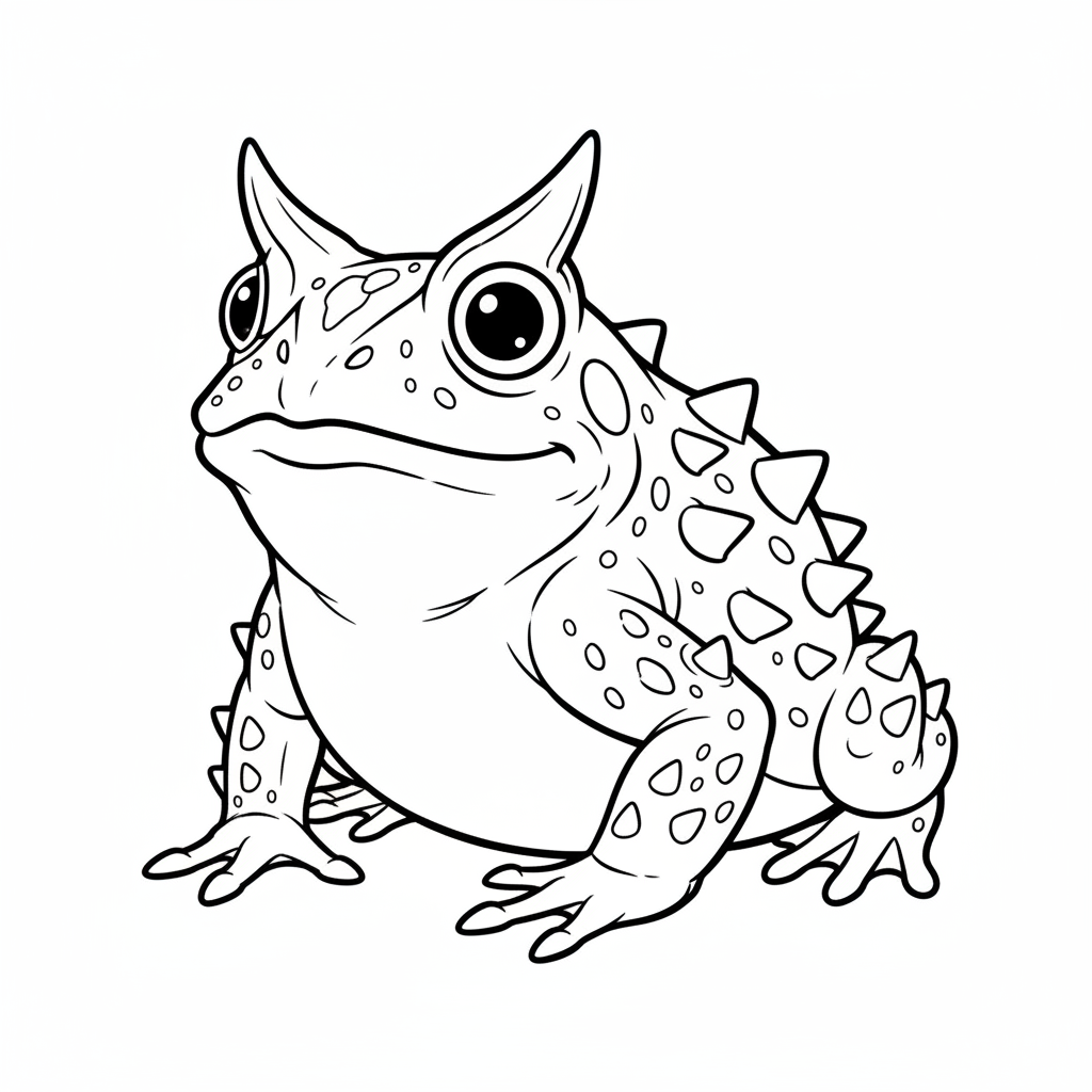 Horned frog with spiky appearance unique - Free Printable Coloring Page Horned frog with spiky appearance unique - Free Printable Coloring Page