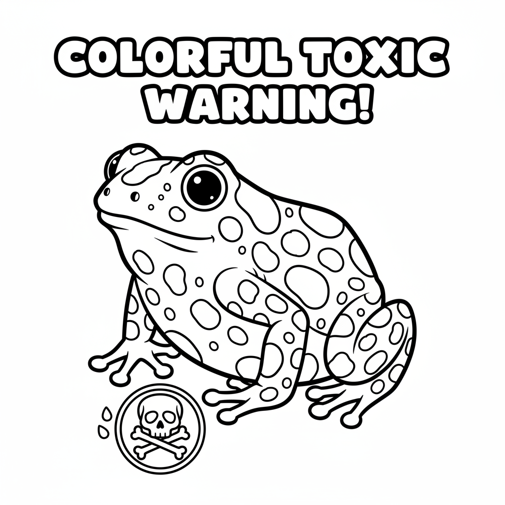 Poison dart frog colorful toxic warning - Free Printable Coloring Page Poison dart frog colorful toxic warning - Free Printable Coloring Page