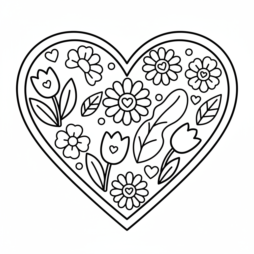 Aiuola a forma di cuore vista dall'alto - Disegno da colorare gratuito Aiuola a forma di cuore vista dall'alto - Disegno da colorare gratuito