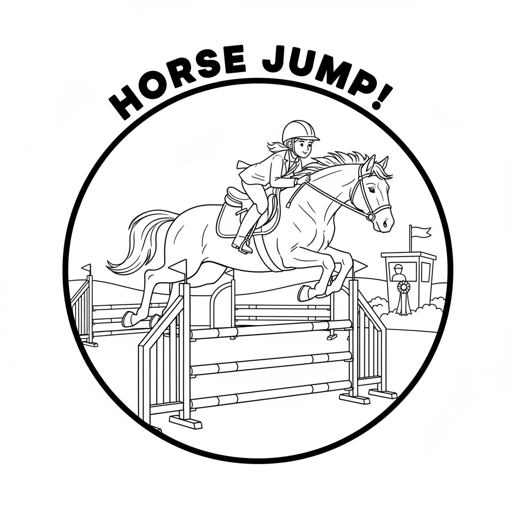 Concours hippique de saut d'obstacles - Coloriage gratuit à imprimer Concours hippique de saut d'obstacles - Coloriage gratuit à imprimer