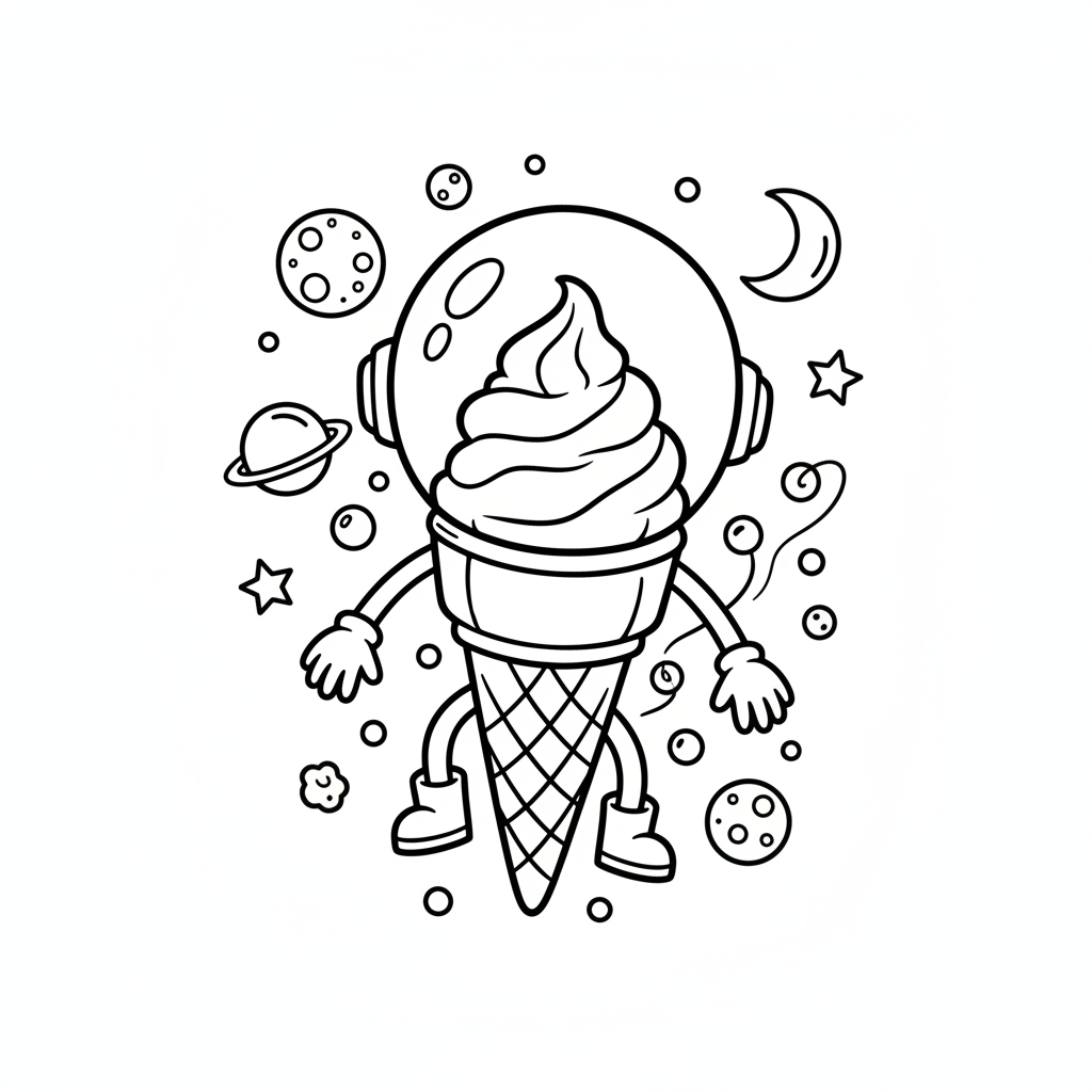 Glass astronaut rymdgodis flytande - Gratis utskrivbar målarbild