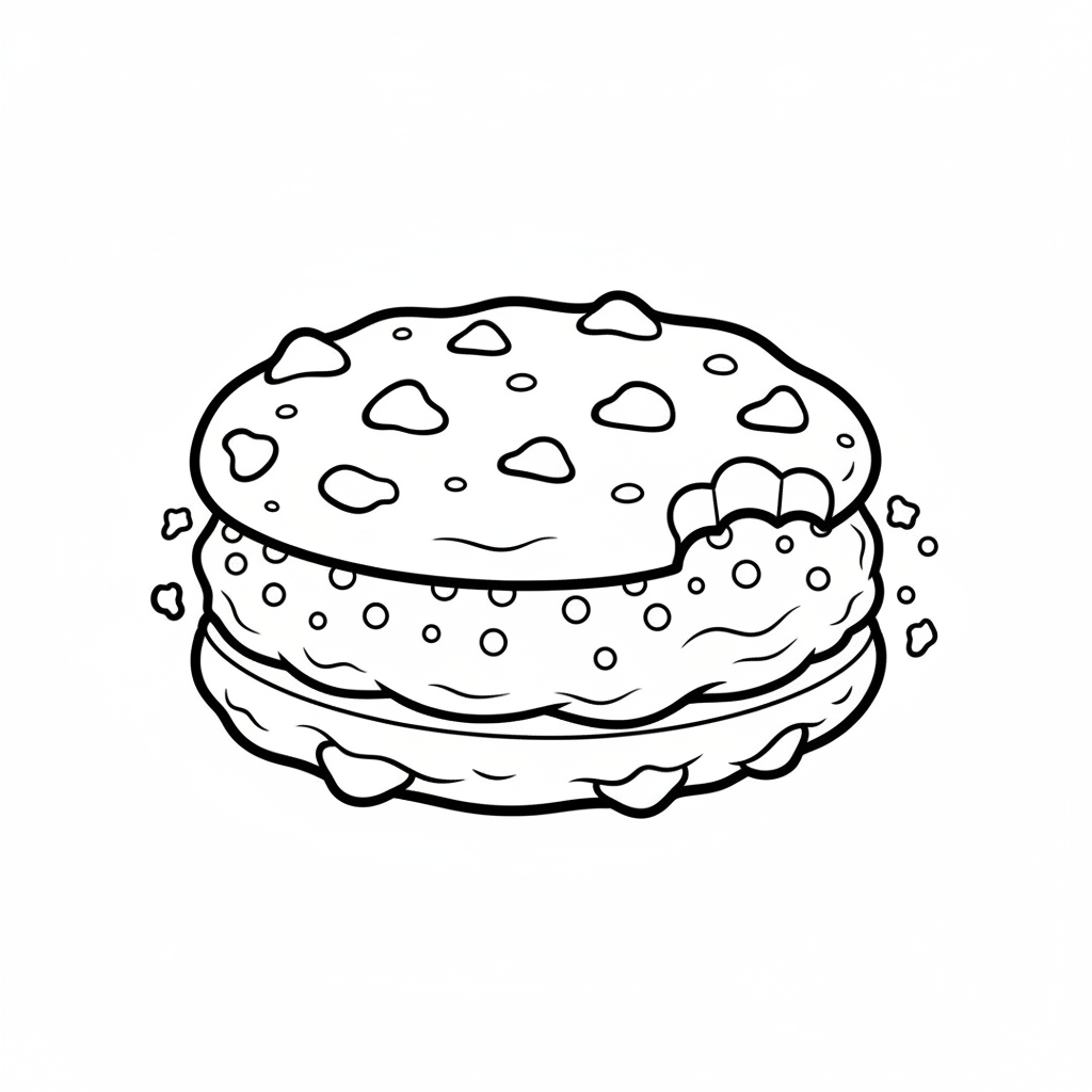 Ice cream cookie sandwich homemade creation - Free Printable Coloring Page Ice cream cookie sandwich homemade creation - Free Printable Coloring Page