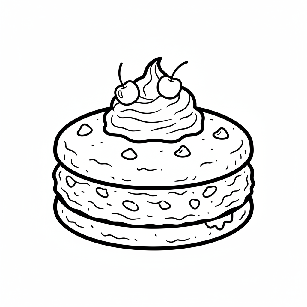 dessert composé d'un sandwich glacé entre deux biscuits géants - Coloriage gratuit à imprimer