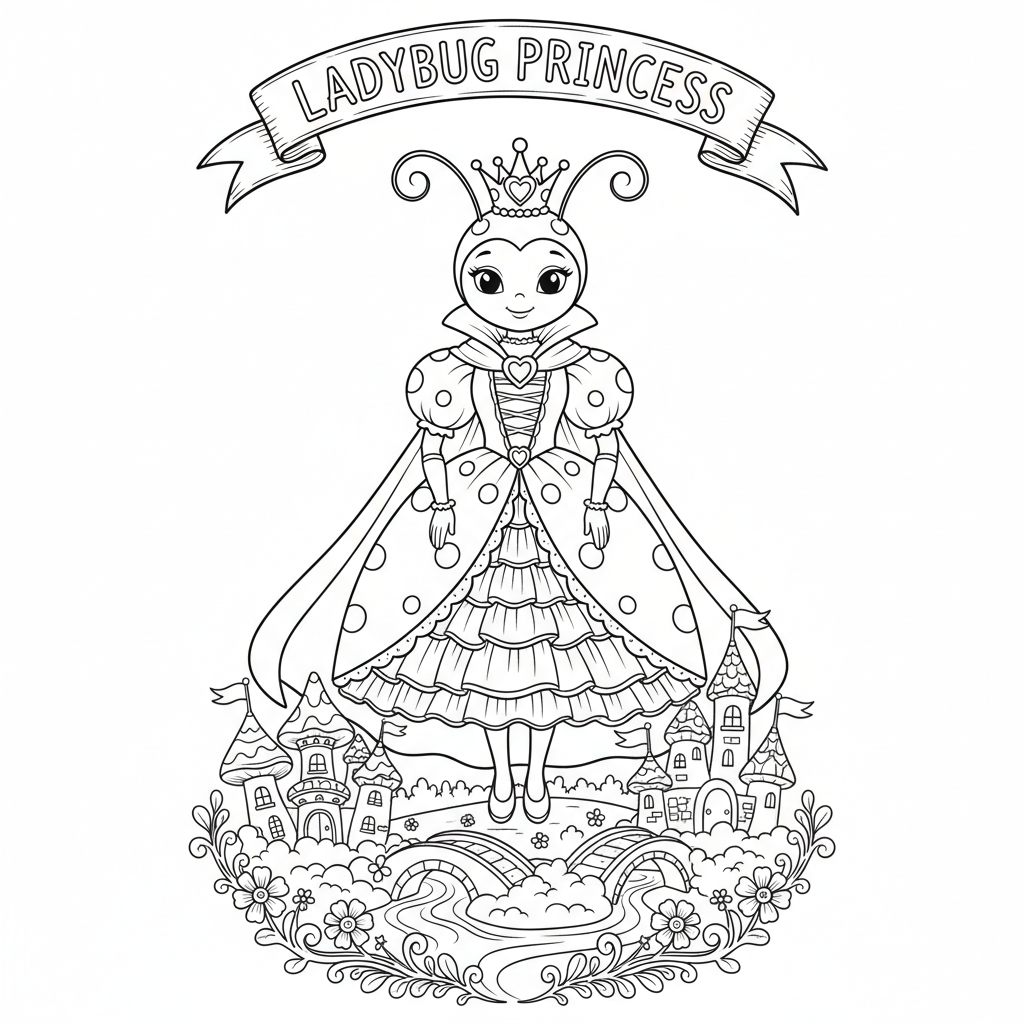 Lieveheersbeestje kroonprinses koninklijk klein koninkrijk - Free Printable Coloring Page Lieveheersbeestje kroonprinses koninklijk klein koninkrijk - Free Printable Coloring Page