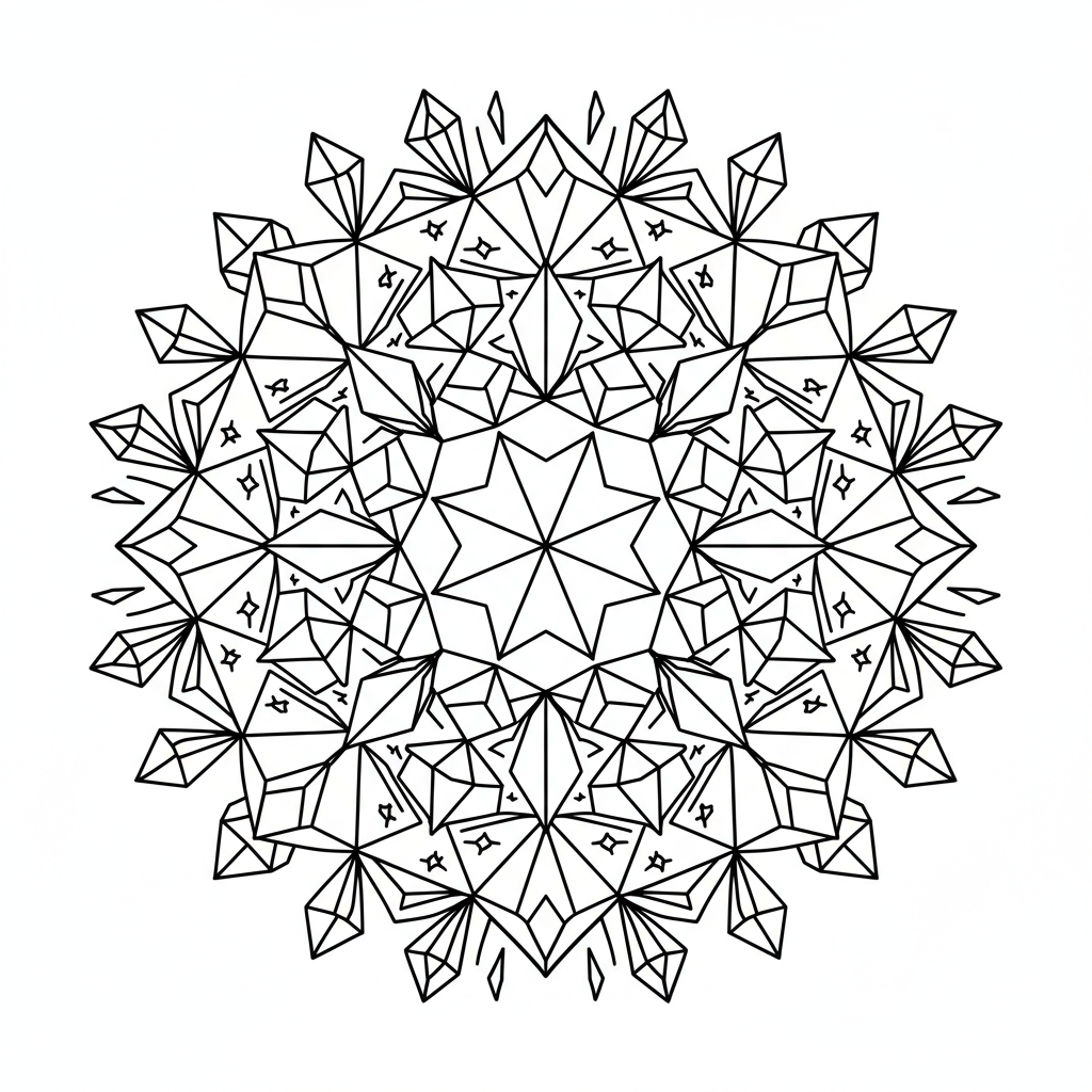 Crystal gem mandala faceted shapes sparkling - Free Printable Coloring Page Crystal gem mandala faceted shapes sparkling - Free Printable Coloring Page