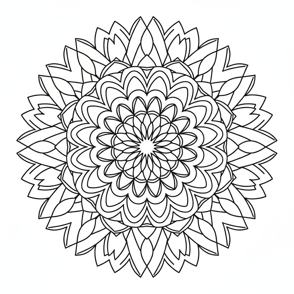 Kaleidoskop Mandala symmetrische rotierende Muster - Free Printable Coloring Page
