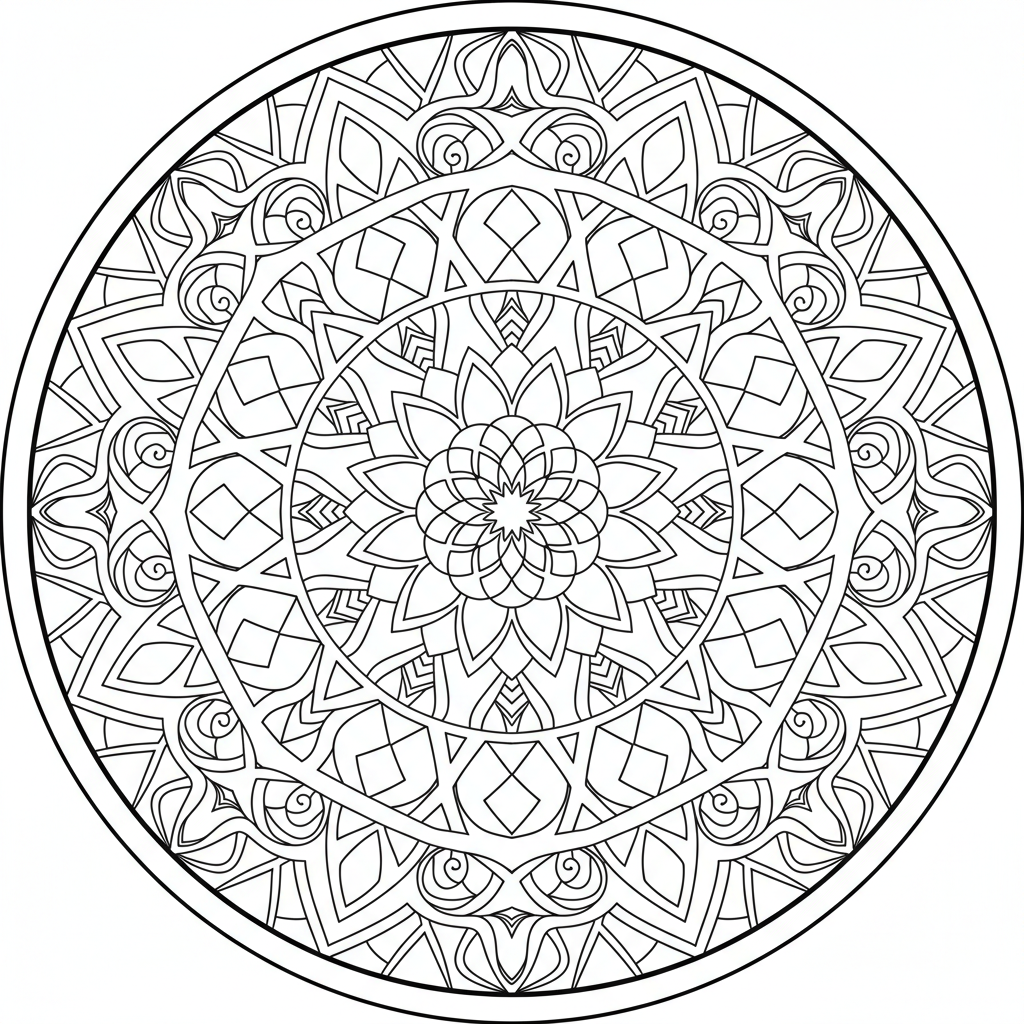 Mosaik Mandala Fliese Muster bunte Stücke - Free Printable Coloring Page