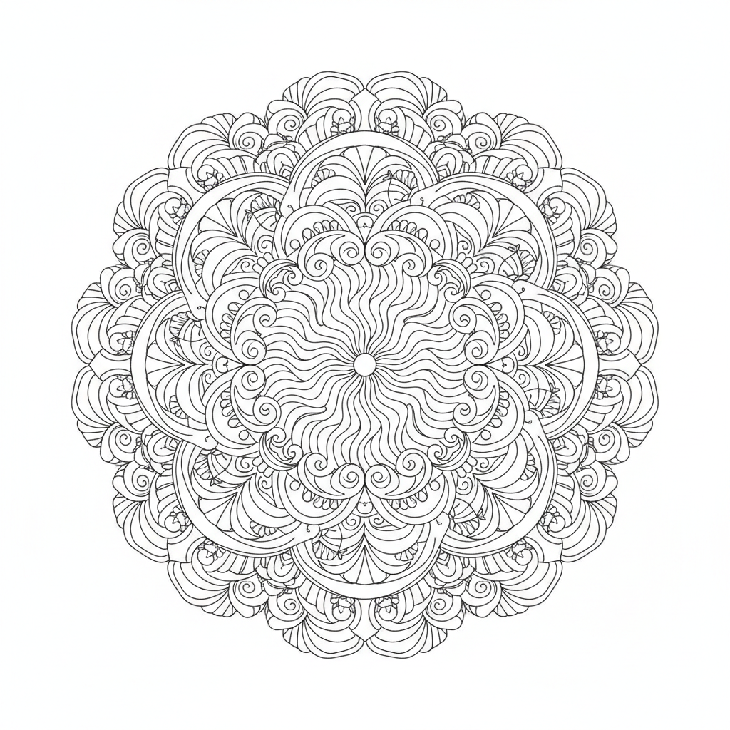 Ocean Wave Mandala - Free Printable Coloring Page Ocean Wave Mandala - Free Printable Coloring Page