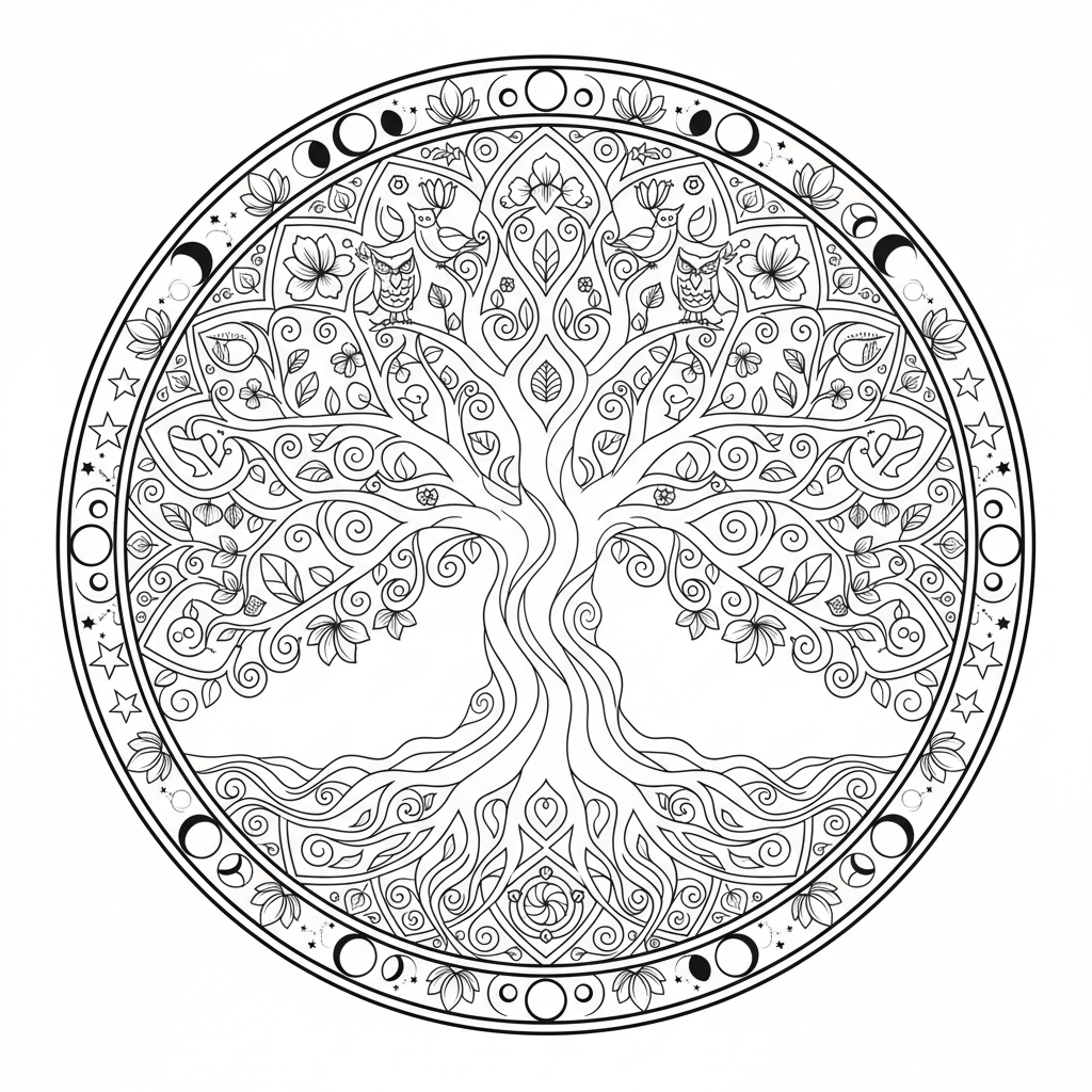 Tree Of Life Mandala - Free Printable Coloring Page Tree Of Life Mandala - Free Printable Coloring Page
