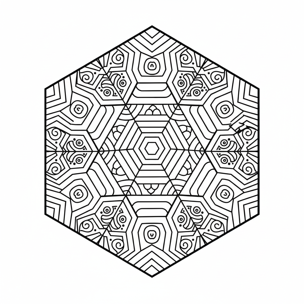 Turtle shell mandala hexagon pattern design - Free Printable Coloring Page Turtle shell mandala hexagon pattern design - Free Printable Coloring Page