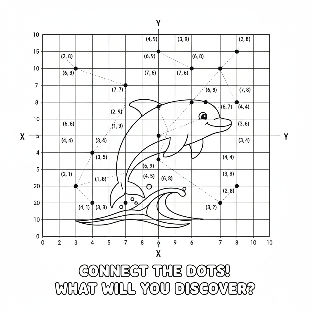 Coordinate grid plotting points to make picture surprise - Free Printable Coloring Page Coordinate grid plotting points to make picture surprise - Free Printable Coloring Page