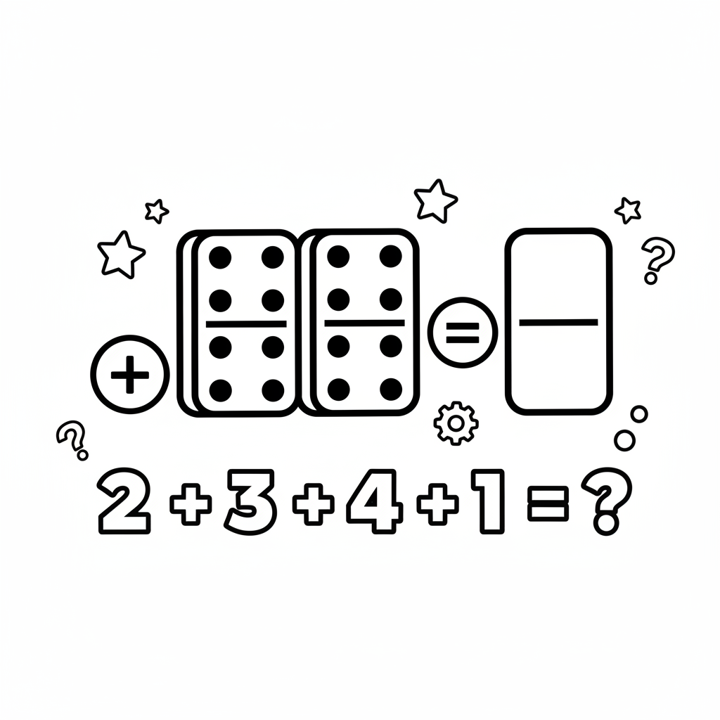 Math with dominoes adding dots on each side game - Free Printable Coloring Page