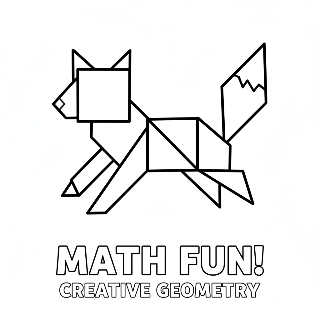 Tangram puzzle pieces making animal shape creative math - Free Printable Coloring Page