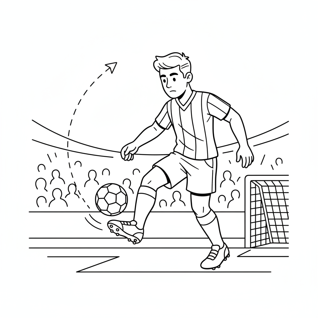 maestro du football, contrôle parfait de la première touche et des passes longues - Coloriage gratuit à imprimer