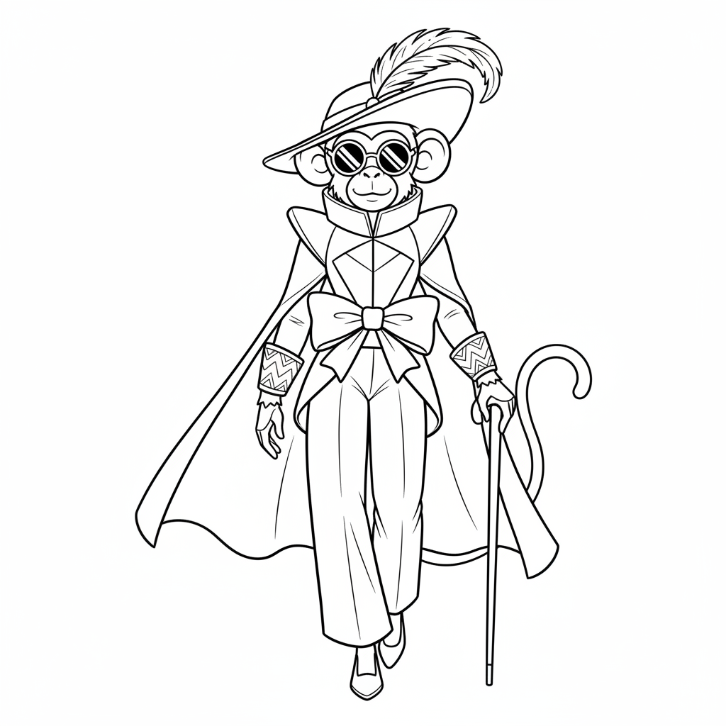 Apa mode modell landningsbana outfit snygg - Free Printable Coloring Page