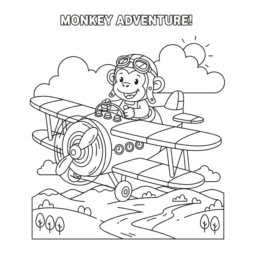 Apapilot som flyger flygplan i cockpiten - Gratis utskrivbar målarbild Apapilot som flyger flygplan i cockpiten - Gratis utskrivbar målarbild