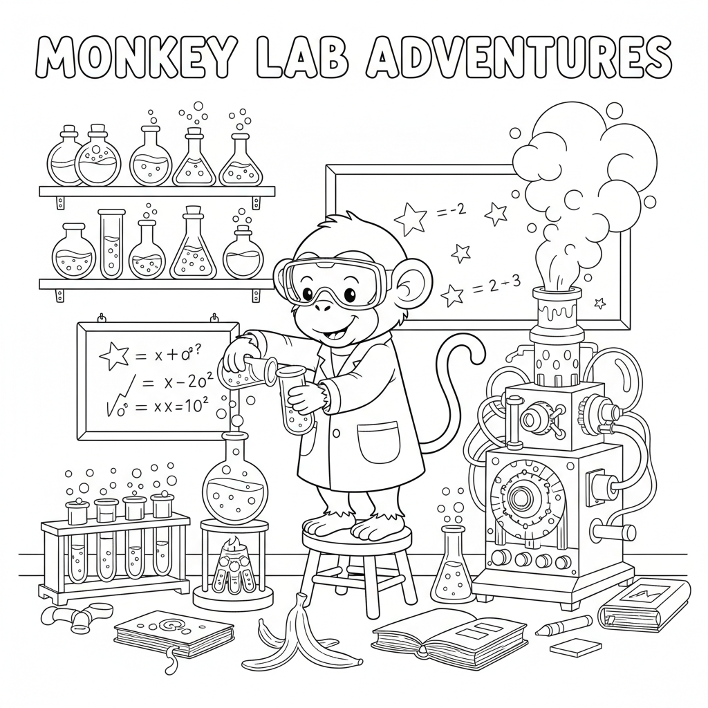 Apa vetenskapsman laboratorium experiment forskning - Free Printable Coloring Page