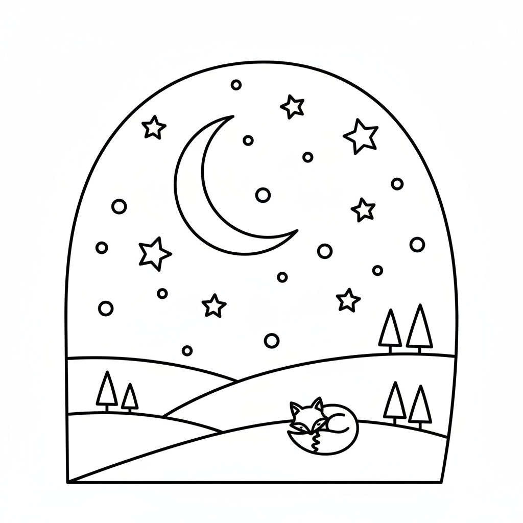 New moon dark sky stars visible night - Free Printable Coloring Page New moon dark sky stars visible night - Free Printable Coloring Page