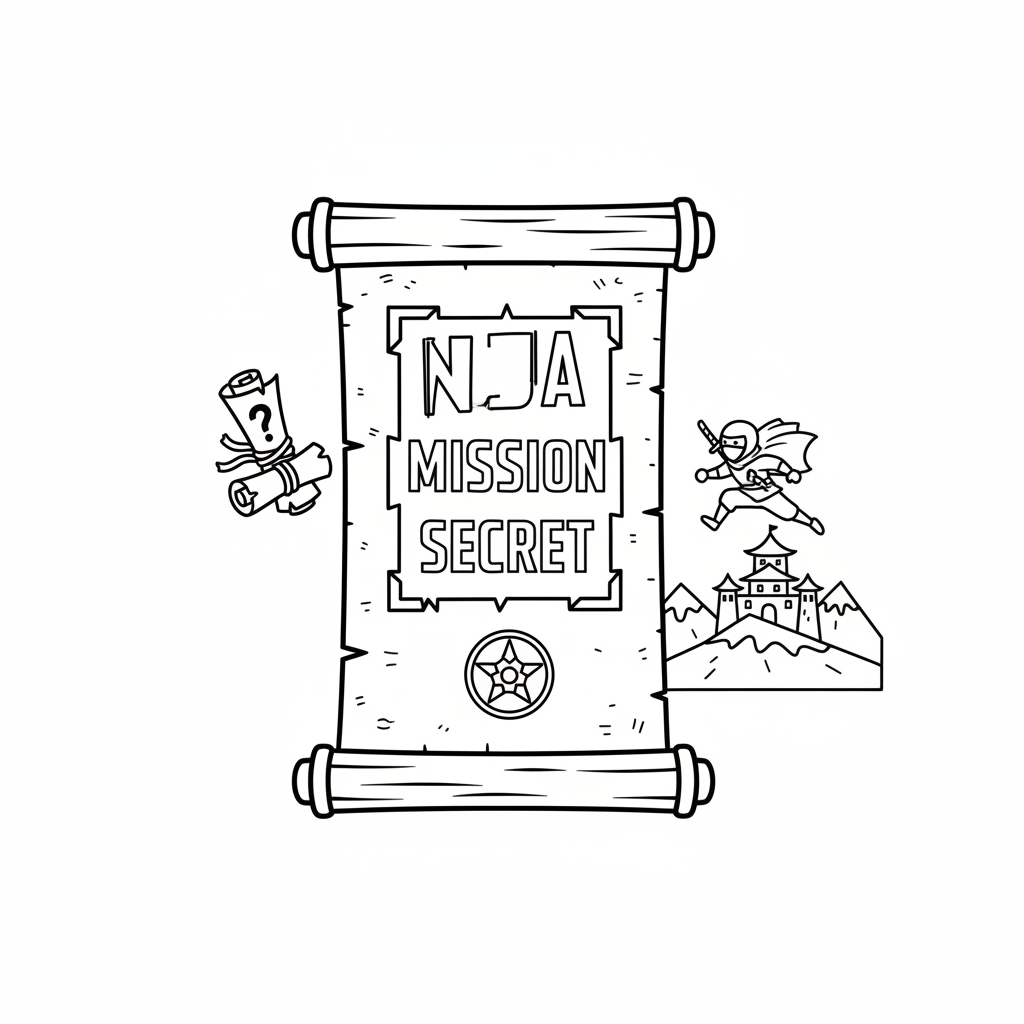Ninja scroll ancient message mission secret - Free Printable Coloring Page