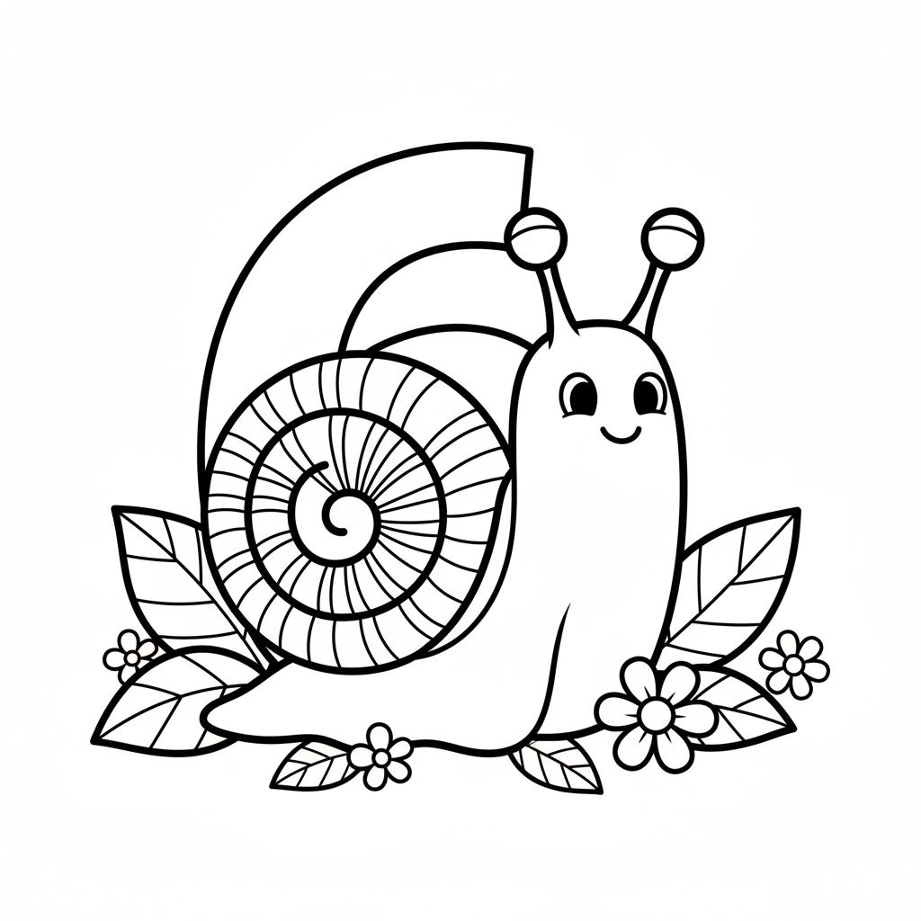 Number 6 shaped like a snail with shell spiral - Free Printable Coloring Page Number 6 shaped like a snail with shell spiral - Free Printable Coloring Page