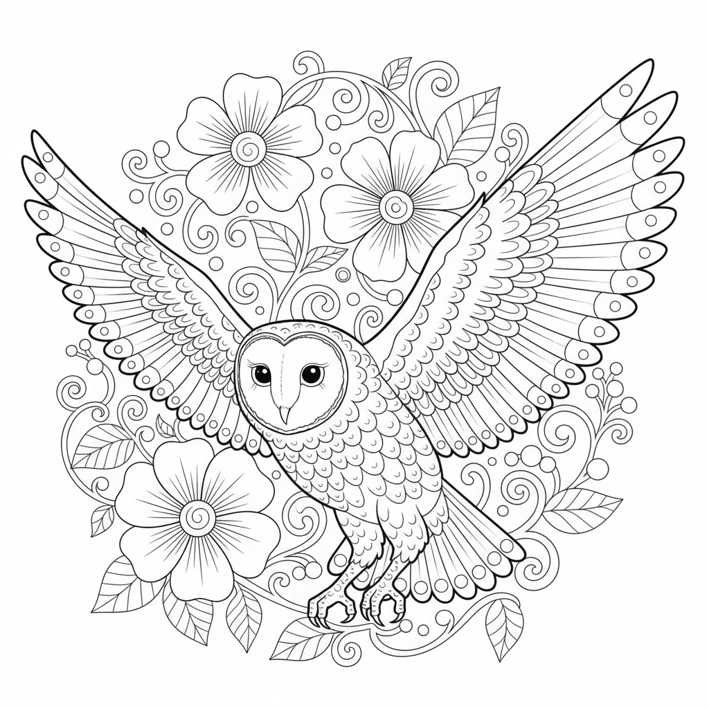 Colorful Barn Owl - Free Printable Coloring Page Colorful Barn Owl - Free Printable Coloring Page