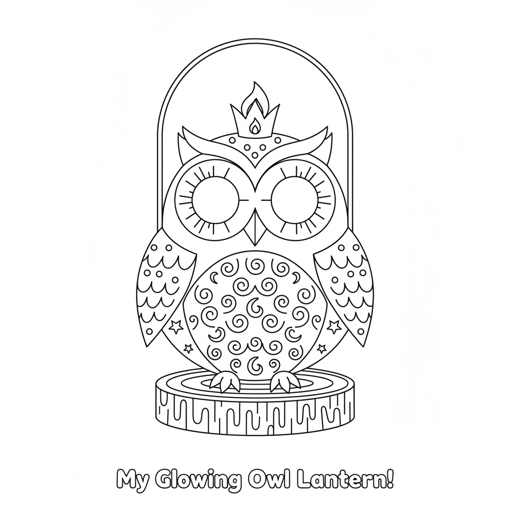 lanterne hibou aux yeux brillants, veilleuse artisanale - Free Printable Coloring Page lanterne hibou aux yeux brillants, veilleuse artisanale - Free Printable Coloring Page