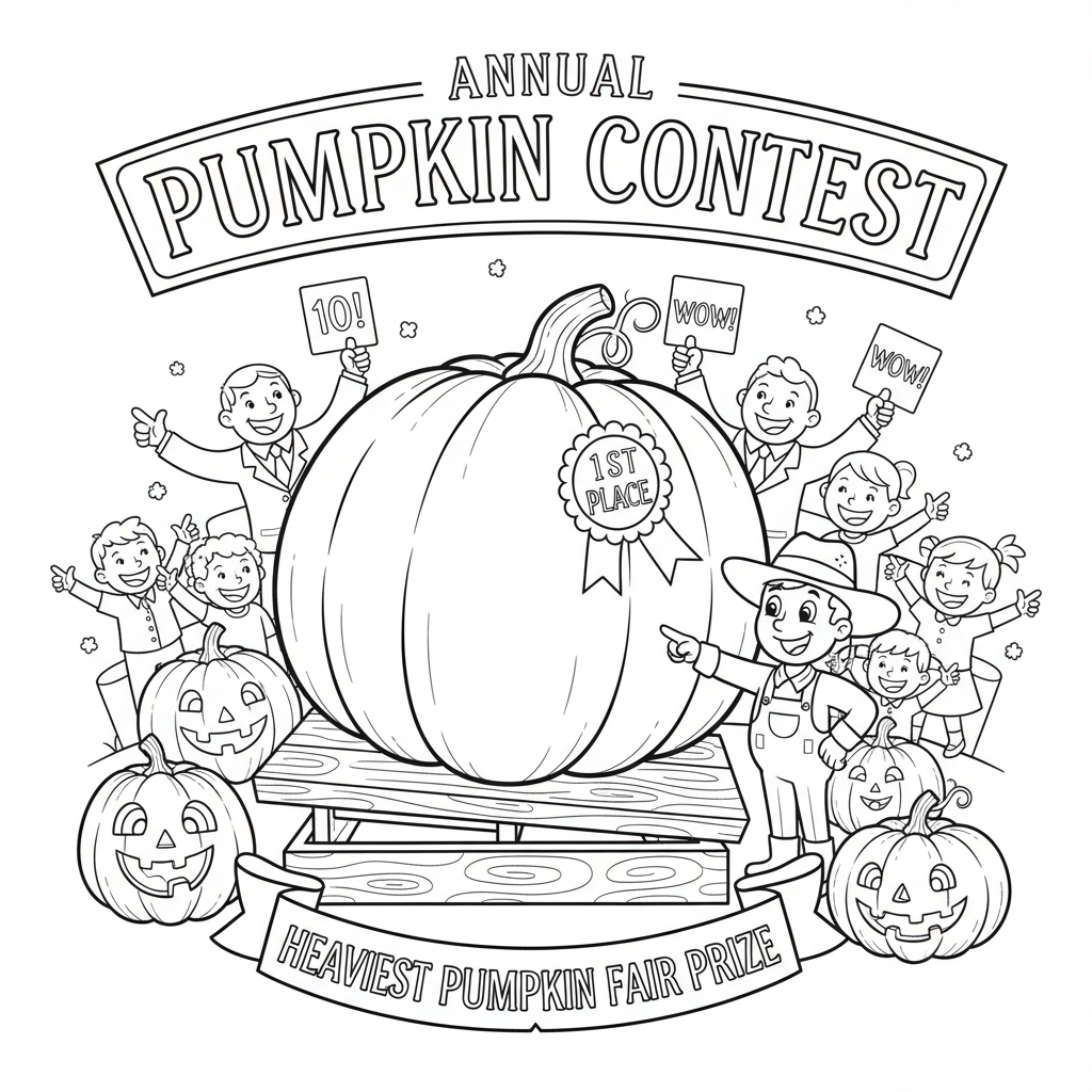 Pumpkin competition contest largest heaviest fair prize - Free Printable Coloring Page
