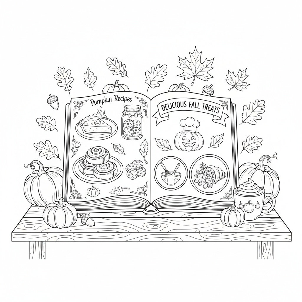 Pumpkin Recipes Cookbook - Free Printable Coloring Page Pumpkin Recipes Cookbook - Free Printable Coloring Page