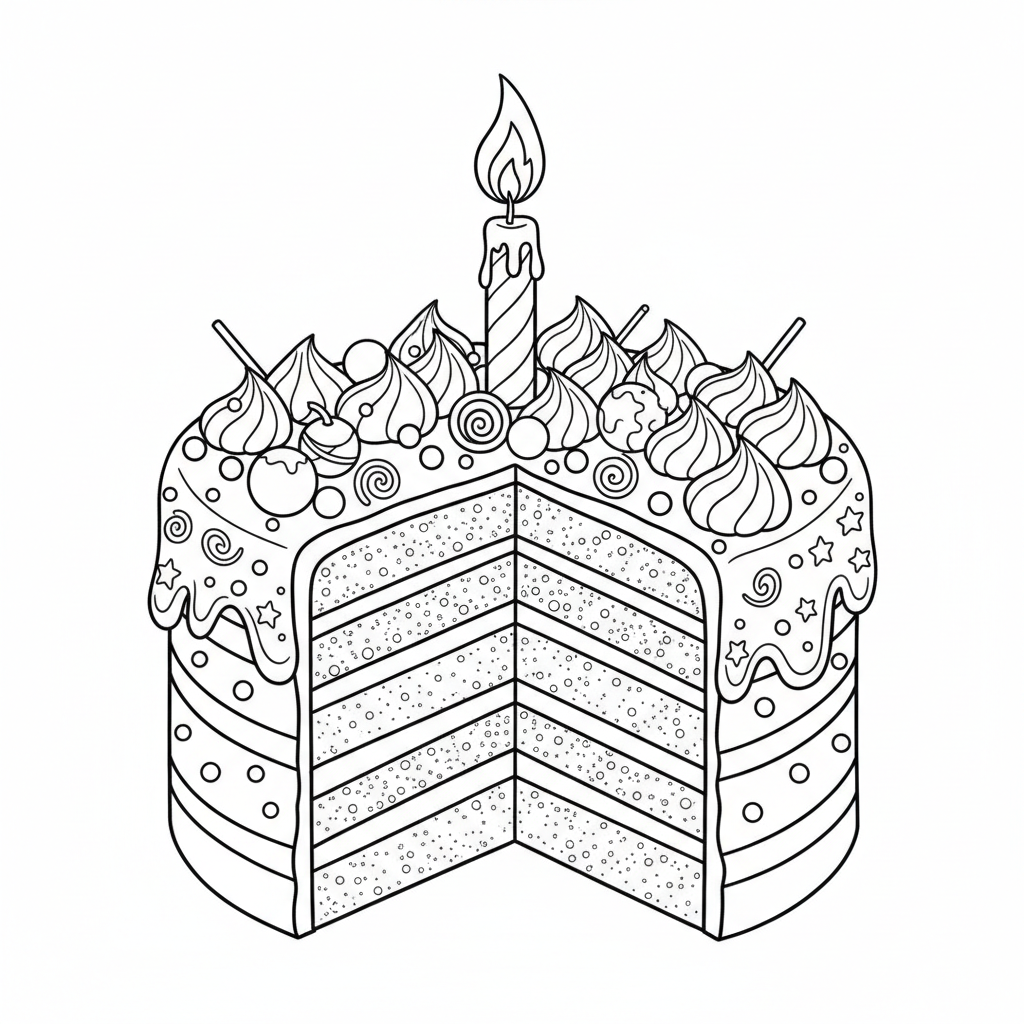 Rainbow Cake Layers - Free Printable Coloring Page Rainbow Cake Layers - Free Printable Coloring Page