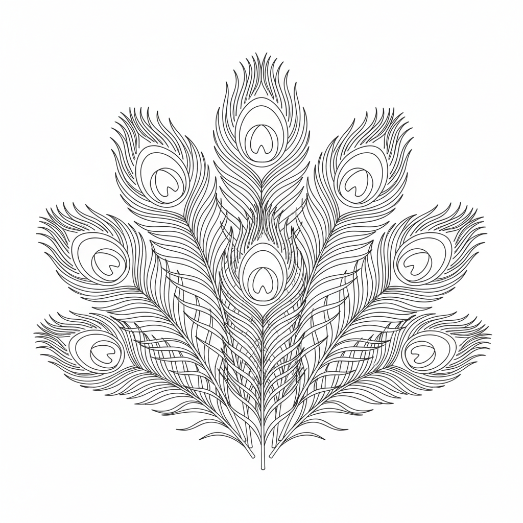 Rainbow Peacock Feathers - Free Printable Coloring Page Rainbow Peacock Feathers - Free Printable Coloring Page